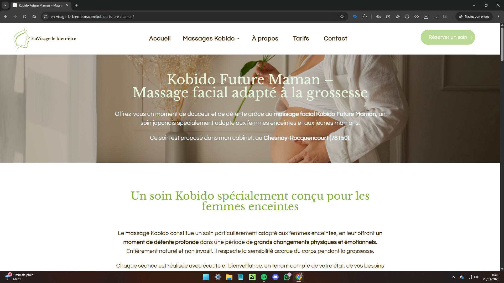 site web en visage le bien etre kobido future maman